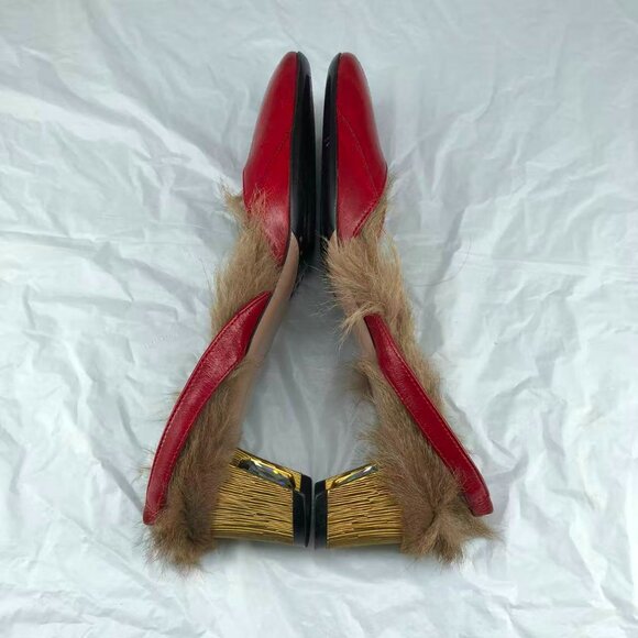 Gucci Red Leather Fur-Lined Women's Shoes 💯 authentic. - Picture 6 of 9